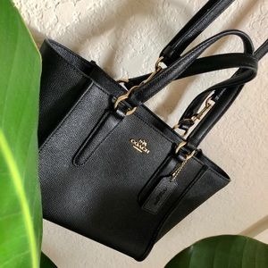 Coach Black Leather Crossbody Handbag Carryall